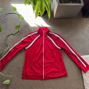 Red Tracksuit Jacket with White Accents